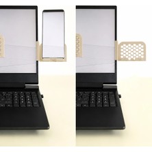 Aslanoğlu Store Mey Ithalat® 3D Baskı Monitor Telefon Tutucu - Petek Desenli Laptop Kenar Telefon Tutucu-Bej