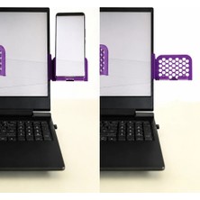 Aslanoğlu Store Mey Ithalat® 3D Baskı Monitor Telefon Tutucu - Petek Desenli Laptop Kenar Telefon Tutucu-Mor