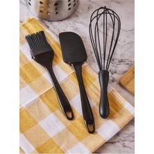 St. Morritz 3'lü Set Çırpıcı,spatula ve Fırça Çırpıcı Seti Siyah
