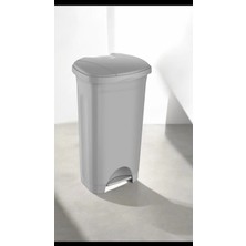 St. Morritz 50 Lt Slim Pedallı Plastik Çöp Kovası Gri Kapaklı 65X35X43 cm