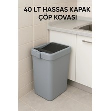 St. Morritz Motek Gri 40 Lt Çöp Kovası Hassas Kapaklı Çöp Kutusu Pratik Kapak