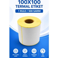 Küresel Etiket 100x100mm Termal Etiket | 1 Rulo | 500 Sarım | Ribonsuz | Kargo, Lojistik, E-ticaret | Yapışkanlı