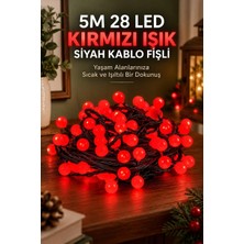 5m 28 LED Kırmızı Işık Siyah Kablo Fişli