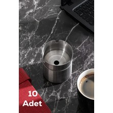 St. Morritz ETN-236 Large 10 Lu Paslanmaz Çelik Metal Kül Tablası - Kapaklı Rüzgar Geçirmez Küllük