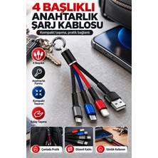 Ttt 4 Başlıklı Anahtarlıklı Şarj Kablosu