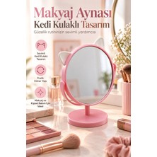 Makyaj Aynası - Kedi Kulaklı Tasarım - Masaüstü - Plastik