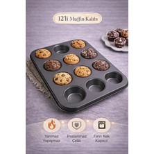 St. Morritz Muffin Kalıbı Kek 12'li Cupcake Muffin Kurabiye Turta Kalıbı Fırın Pasta Çörek Kapsül Yanmaz Tepsi