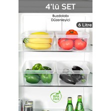 St. Morritz 4 Adet Dolap Içi Buzdolabı Düzenleyici - Meyve Sebze Saklama Kabı Buzdolabı Organizer Sepet 6 Litre
