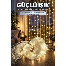 2x2 Perde 192 LED Sarı Işık - 8 Fonksiyonlu