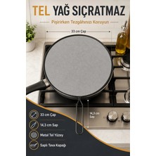 Tel Yağ Sıçratmaz - Tava Kapağı - Metal - Saplı