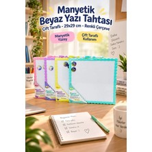 Manyetik Beyaz Yazı Tahtası - Çift Taraflı - 29X29 cm - Renkli Çerçeve