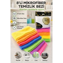 8'li Mikrofiber Temizlik Bezi Seti - Renkli - Leke Bırakmaz