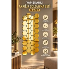 Yapışkanlı Akrilik Gold Ayna Seti 12 Adet