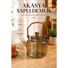 Akasya Saplı Demlik - 1200 ml - Borosilikat Cam