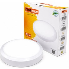 Aslanoğlu Store 20W Beyaz Metal Kasa Sıva Üstü Yuvarlak Ledli Glop Armatür IP20 6500K - 1800LM E1212/B