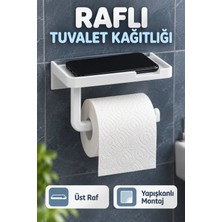 Ttt Tuvalet Kağıdı Askılığı - Raflı ve Yapışkanlı - Matkapsız Banyo Aksesuarı