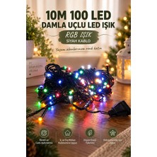 10M 100 LED Damla Uçlu LED Işık Rgb Işık Siyah Kablo