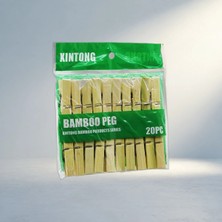 Aslanoğlu Store Doğal Ahşap Bambu Mandal 20 Parça Set Ev ve Ofis Kullanımı Için
