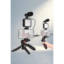 Aslanoğlu Store Mikrofonlu Mini Tripod Telefon Tutucu Seti