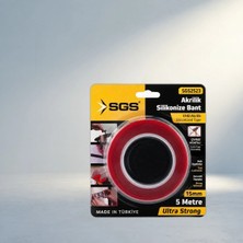 Aslanoğlu Store Çift Taraflı Vhb Akrilik Silikonize Bant 15MM x 5 Yards