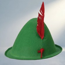 Aslanoğlu Store Eğlenceli Peter Pan Şapkası Yeşil Kırmızı Tüylerle Çocuklar Için