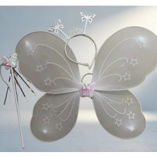 Aslanoğlu Store Şık Parti Kanadı Tacı ve Sopası Beyaz Renk 50X37 cm