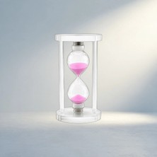 Aslanoğlu Store Şık Cam Kum Saati Cam Standlı Dekoratif Masa Üstü 12 cm