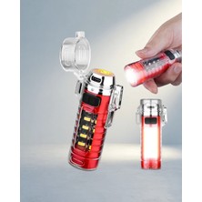 Aslanoğlu Store Rüzgar Geçirmez Elektrikli Çakmak USB Şarjlı El Fenerli
