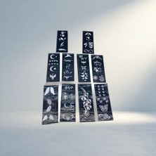 Aslanoğlu Store Şık Mix Desen Tüp Kına Çıkartma Şablonu 8X20 cm 10 Parça Set