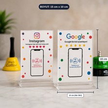 Aslanoğlu Store Yorum Kartı ve Sosyal Medya Standı - 2'li Nfc Akıllı Pleksi Kart Seti