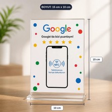 Aslanoğlu Store Yorum Kartı Google Için Nfc Akıllı Değerlendirme Standı Pleksi Masaüstü