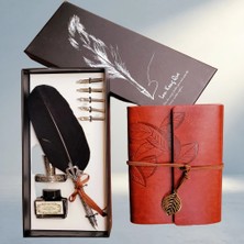 Aslanoğlu Store Şık Deri Defter ve Divit Kalem Seti Hediye Paketi