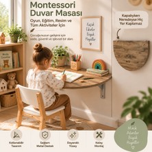 Ratemo Mobilya Ratemo Montessori Duvar Masası 78X39 cm Katlanabilir Çocuk Çalışma ve Aktivite Masası Ahşap Desenli