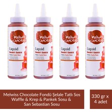 Melwiss Chocolate Fondü Şelale Tatlı Sos 330 G - Waffle & Krep & Pankek & San Sebastian Sosu x 4 Adet