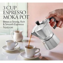 Vestron Moka Pot 3 Cup (Moka Espresso Express 3 Fincan Classic Aluminum Moka Pot) Vct
