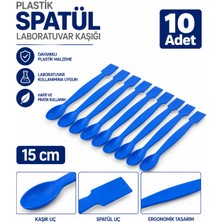 Labolist Spatül 20 cm Mavi - Plastik Spatula Laboratuvar Kaşığı - 10 Adet