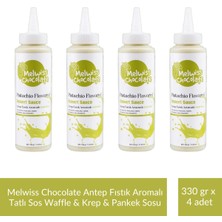Melwiss Chocolate Antep Fıstık Aromalı Tatlı Sos 330 G - Waffle & Krep & Pankek Sosu x 4 Adet