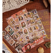 Çılgıntrend Vintage Pul Tasarımlı Estetik Sticker Çıkartma Seti - Defter, Ajanda ve Günlük Süsleme Stickerı (Karışık Model)