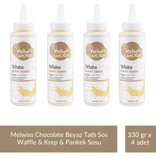 Melwiss Chocolate Beyaz Tatlı Sos 330GR - Waffle & Krep & Pankek Sosu x 4 Adet