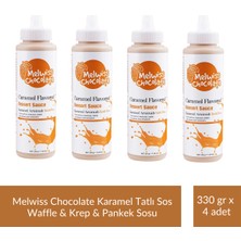 Melwiss Chocolate Karamel Aromalı Tatlı Sos 330 gr - Waffle & Krep & Pankek Sosu x 4 Adet