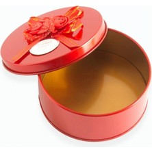 Pileli Store Yuvarlak Boş Kırmızı Metal Kutu 9 cm