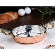 St. Morritz El Yapımı Kalın Dövme Bakır Sahan - No:2, 16CM Kalaylı, Çift Kulp