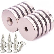 Dünya Magnet Güçlü Neodyum Mıknatıs D15X10/5,5X3 Havşa Delikli 10 Adet Paket Ölçü 15 x 10 x 3 cm