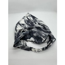 St. Morritz Üçgen Ince Pamuklu Lastikli Bandana, Siyah/beyaz, Saç Baş Örtüsü, Kombin Aksesuarı