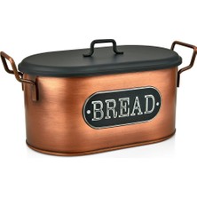 St. Morritz Özel Üretim Galvaniz Metal Kapaklı Ekmek Kutusu 38X16 cm , Metal Ekmeklik Bakır,gold Kaplama
