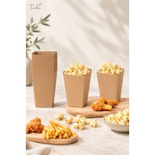 Tuli Popcorn Kutusu ( Mısır , Cips Kutusu ) 8 Adet Kraft (Doğal) Rengi