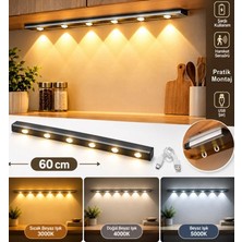 Gaman EY60 Dim ve 3 Renk Ayarlı Şarjlı Hareket Sensörlü 60 cm LED Işık Tezgah-Koridor-Ev-Kamp-Merdiven Ledi