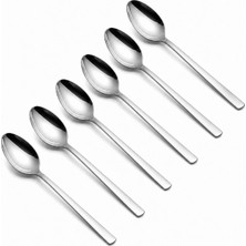 Store Çay Kaşığı, 6'lı Paslanmaz Çelik Kaşık Seti, Gümüş Metal 10 Cm, 6 Adet