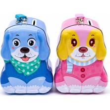 Store 12 Adet Köpek Anahtarlı Metal Kumbara Kilitli Renkli