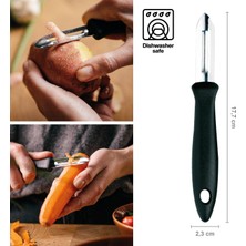 Store Meyve ve Sebzeler Için Paslanmaz Çelik Bıçaklı Soyucu, Plastik/paslanmaz Çelik, Bıçak Uzunluğu: 6 Cm, Essential, Siyah/gümüş, 1065585